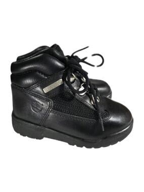 Timberland Field Boots Kids Size 9 Black Leather Mesh Waterproof Style